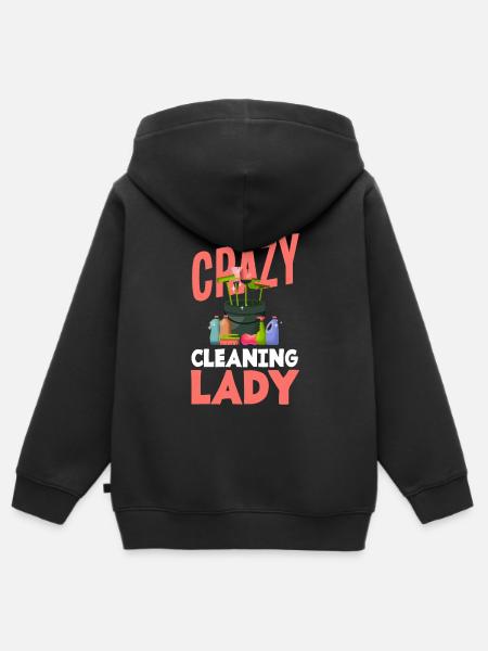 Divertente donna delle pulizie Cleaner Housewife Cleaning - Felpa Premium con cappuccio con zip bambino bio - nero