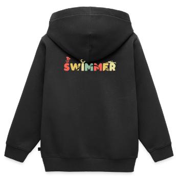 Schwimmen Schwimmer - Kinder Premium Organic Zip Hoodie - Schwarz - Hinten - AI Model Kid Male (0cm)