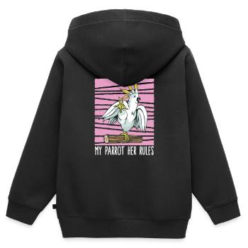 Perroquet - Sweat Premium à capuche zippé enfant bio - noir - Dos - AI Model Kid Male (0cm)