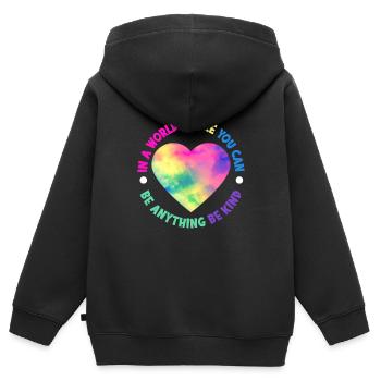 Convivialité Inclusion Diversité Anti-intimidation - Sweat Premium à capuche zippé enfant bio - noir - Dos - AI Model Kid Male (0cm)