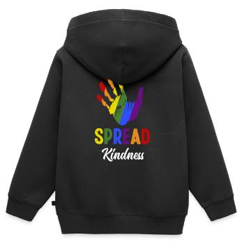 Convivialité Inclusion Diversité Anti-intimidation - Sweat Premium à capuche zippé enfant bio - noir - Dos - AI Model Kid Male (0cm)