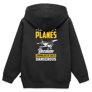 Fallschirmspringen Fallschirmspringer - Kinder Premium Organic Zip Hoodie - Schwarz - Hinten - AI Model Kid Male (0cm)