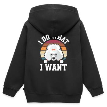 Caniche - Sweat Premium à capuche zippé enfant bio - noir - Dos - AI Model Kid Male (0cm)