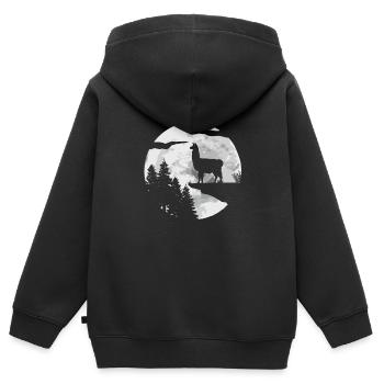 Lama Llama Alpaga - Sweat Premium à capuche zippé enfant bio - noir - Dos - AI Model Kid Male (0cm)