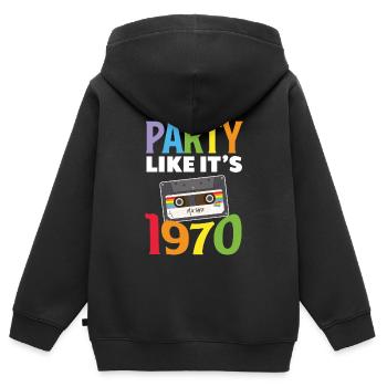 70er Jahre Party Outfit Kostüm 70er Party - Kinder Premium Organic Zip Hoodie - Schwarz - Hinten - AI Model Kid Male (0cm)