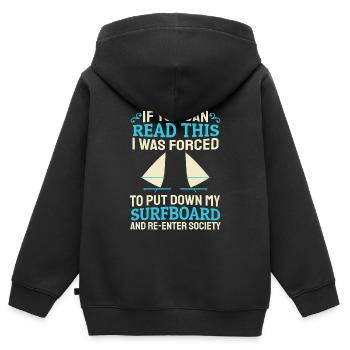 Planche à voile Windsurfen - Sweat Premium à capuche zippé enfant bio - noir - Dos - AI Model Kid Male (0cm)