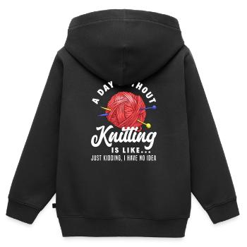 Knitting Knitting Needle Knitting Needle Knitting - Kids Premium Organic Zip-up Hoodie - black - Back - AI Model Kid Male (0cm)
