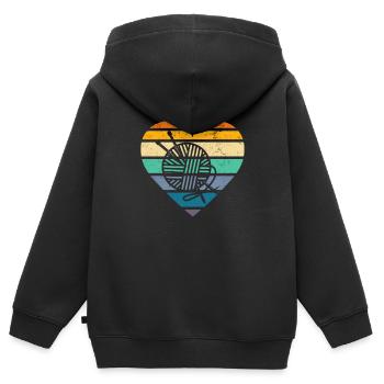 Retro Knitting Knitting Needle Knitting Needle Knitting - Kids Premium Organic Zip-up Hoodie - black - Back - AI Model Kid Male (0cm)