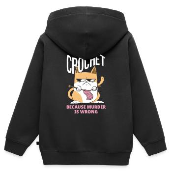Crochet Crochet Hook Crochet Hooks Crochet Hooker - Sweat Premium à capuche zippé enfant bio - noir - Dos - AI Model Kid Male (0cm)