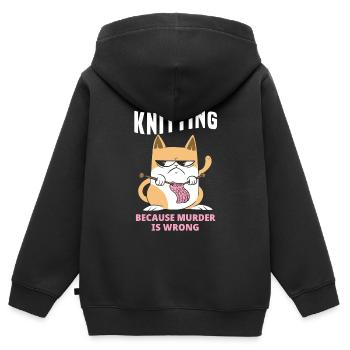 Knitting Knitting Needle Knitting Needle Knitting - Kids Premium Organic Zip-up Hoodie - black - Back - AI Model Kid Male (0cm)