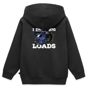 LKW Fahrer Lastwagenfahrer Fernfahrer Trucker - Kinder Premium Organic Zip Hoodie - Schwarz - Hinten - AI Model Kid Male (0cm)