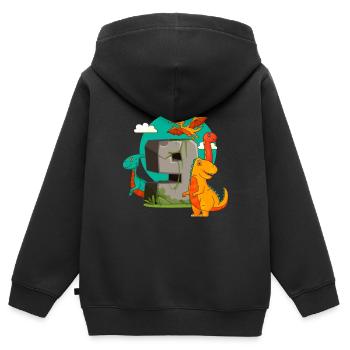 9th Birthday 9 Years Dino Dinosaur Fan - Kids Premium Organic Zip-up Hoodie - black - Back - AI Model Kid Male (0cm)
