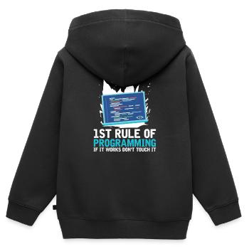 Programmierer Coder Software Entwickler - Kinder Premium Organic Zip Hoodie - Schwarz - Hinten - AI Model Kid Male (0cm)