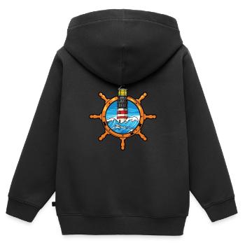 Phare - Sweat Premium à capuche zippé enfant bio - noir - Dos - AI Model Kid Male (0cm)