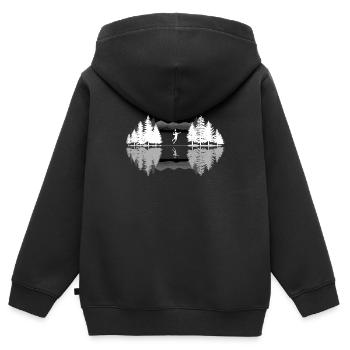 Badminton Federball - Kinder Premium Organic Zip Hoodie - Schwarz - Hinten - AI Model Kid Male (0cm)