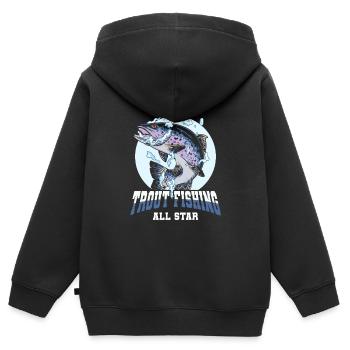 Pêcheur Pêcheur Pêcheurs Pêche - Sweat Premium à capuche zippé enfant bio - noir - Dos - AI Model Kid Male (0cm)