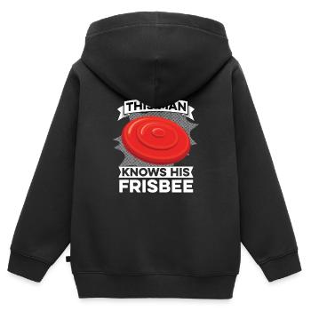 Frisbee - Kinder Premium Organic Zip Hoodie - Schwarz - Hinten - AI Model Kid Male (0cm)
