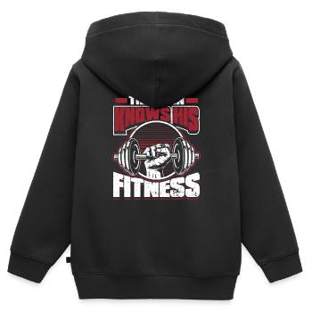 Fitness Training Gym Workout Poids - Sweat Premium à capuche zippé enfant bio - noir - Dos - AI Model Kid Male (0cm)