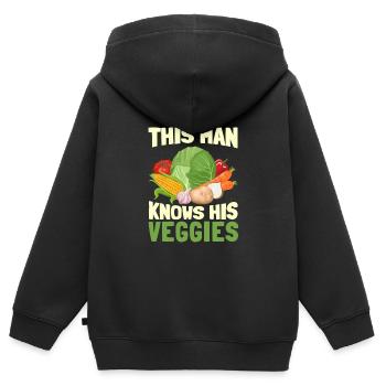 Vegan Veganer - Kinder Premium Organic Zip Hoodie - Schwarz - Hinten - AI Model Kid Male (0cm)