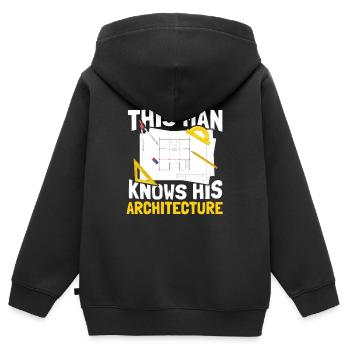 Architecte - Sweat Premium à capuche zippé enfant bio - noir - Dos - AI Model Kid Male (0cm)