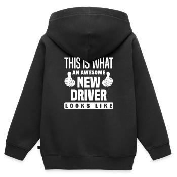 Driver's License Passed Gift - Kids Premium Organic Zip-up Hoodie - black - Back - AI Model Kid Male (0cm)
