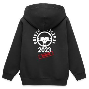 Driver's License Passed Gift - Kids Premium Organic Zip-up Hoodie - black - Back - AI Model Kid Male (0cm)