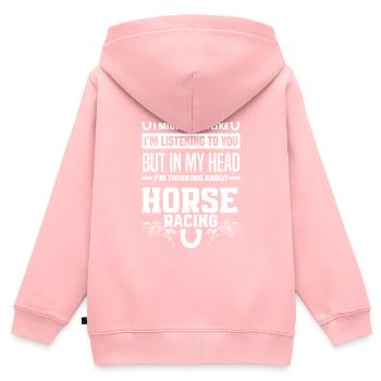 Pferderennen - Kinder Premium Organic Zip Hoodie - Rosa - Hinten - AI Model Kid Female (0cm)