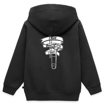 Posaune - Kinder Premium Organic Zip Hoodie - Schwarz - Hinten - AI Model Kid Male (0cm)