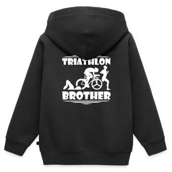 Triathlon - Kinder Premium Organic Zip Hoodie - Schwarz - Hinten - AI Model Kid Male (0cm)