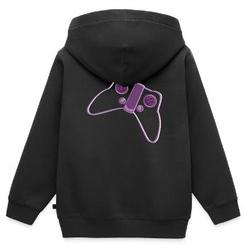 Kontroller Pink Lila - Kinder Premium Organic Zip Hoodie - Schwarz - Hinten - AI Model Kid Male (0cm)