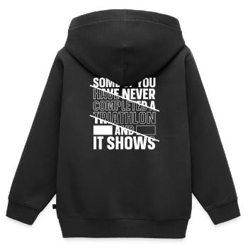 Triathlon - Kinder Premium Organic Zip Hoodie - Schwarz - Hinten - AI Model Kid Male (0cm)