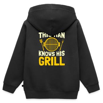 Grill grill maître BBQ - Sweat Premium à capuche zippé enfant bio - noir - Dos - AI Model Kid Male (0cm)
