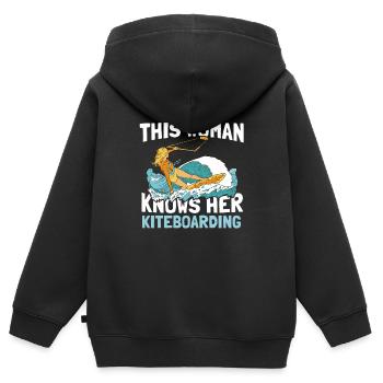 Kitesurfen Kiteboarding Kite Kiten - Kinder Premium Organic Zip Hoodie - Schwarz - Hinten - AI Model Kid Male (0cm)