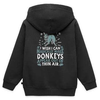 Âne - Sweat Premium à capuche zippé enfant bio - noir - Dos - AI Model Kid Male (0cm)