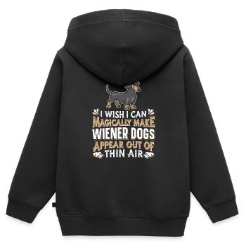 Teckel teckel viennois Teckel Rauhhaardackel - Sweat Premium à capuche zippé enfant bio - noir - Dos - AI Model Kid Male (0cm)