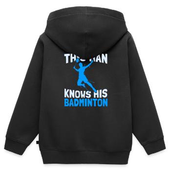 Badminton Federball - Kinder Premium Organic Zip Hoodie - Schwarz - Hinten - AI Model Kid Male (0cm)