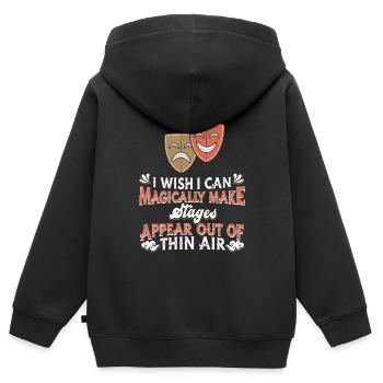 Theater - Kinder Premium Organic Zip Hoodie - Schwarz - Hinten - AI Model Kid Male (0cm)