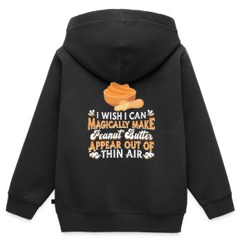 Erdnussbutter Beurre d’arachide Snack - Sweat Premium à capuche zippé enfant bio - noir - Dos - AI Model Kid Male (0cm)