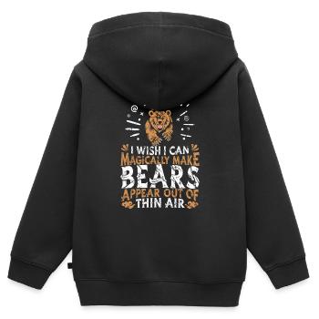 Grizzly Bär Braunbär - Kinder Premium Organic Zip Hoodie - Schwarz - Hinten - AI Model Kid Male (0cm)