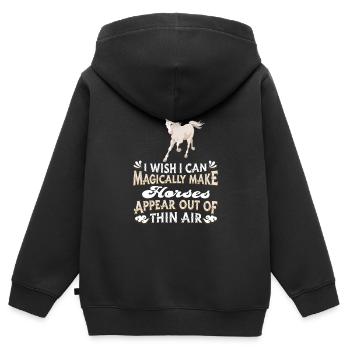 Cavalier Équitation Équitation - Sweat Premium à capuche zippé enfant bio - noir - Dos - AI Model Kid Male (0cm)