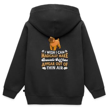 Chien Griffon de Bruxelles - Sweat Premium à capuche zippé enfant bio - noir - Dos - AI Model Kid Male (0cm)