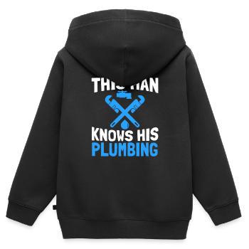 Klempner Sanitär Heizungsbauer Anlagenmechaniker - Kinder Premium Organic Zip Hoodie - Schwarz - Hinten - AI Model Kid Male (0cm)