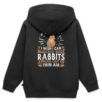 Hase Kaninchen Karnickel Rammler - Kinder Premium Organic Zip Hoodie - Schwarz - Hinten - AI Model Kid Male (0cm)