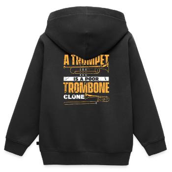 Trombone - Kids Premium Organic Zip-up Hoodie - black - Back - AI Model Kid Male (0cm)
