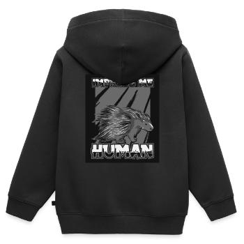 Stachelschwein - Kinder Premium Organic Zip Hoodie - Schwarz - Hinten - AI Model Kid Male (0cm)