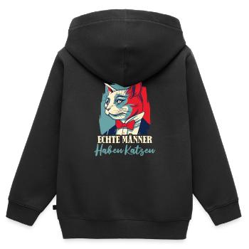 Katze Mietzekatze Hauskatze - Kinder Premium Organic Zip Hoodie - Schwarz - Hinten - AI Model Kid Male (0cm)