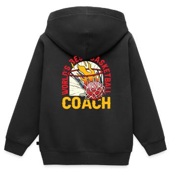Basketballtrainer Entraîneur de basket-ball - Sweat Premium à capuche zippé enfant bio - noir - Dos - AI Model Kid Male (0cm)