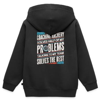 Tir à l’arc Flèche Tir à l’arc Tir à l’arc - Sweat Premium à capuche zippé enfant bio - noir - Dos - AI Model Kid Male (0cm)