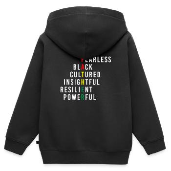 Fearless Black Cultured Black Month - Kinder Premium Organic Zip Hoodie - Schwarz - Hinten - AI Model Kid Male (0cm)