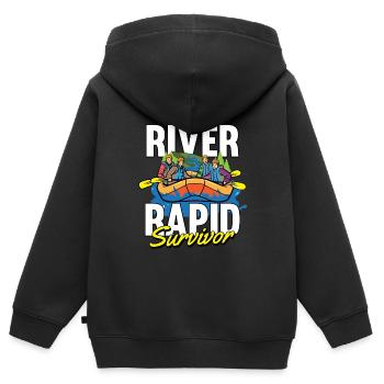 Rafting Wildwasser Kanu Kajak - Kinder Premium Organic Zip Hoodie - Schwarz - Hinten - AI Model Kid Male (0cm)